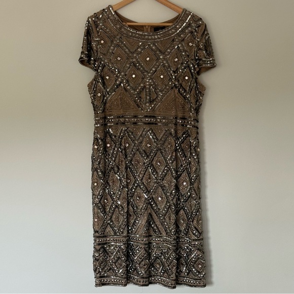 Adrianna Papell | Beaded Cocktail Dress | 14W - Picture 1 of 11